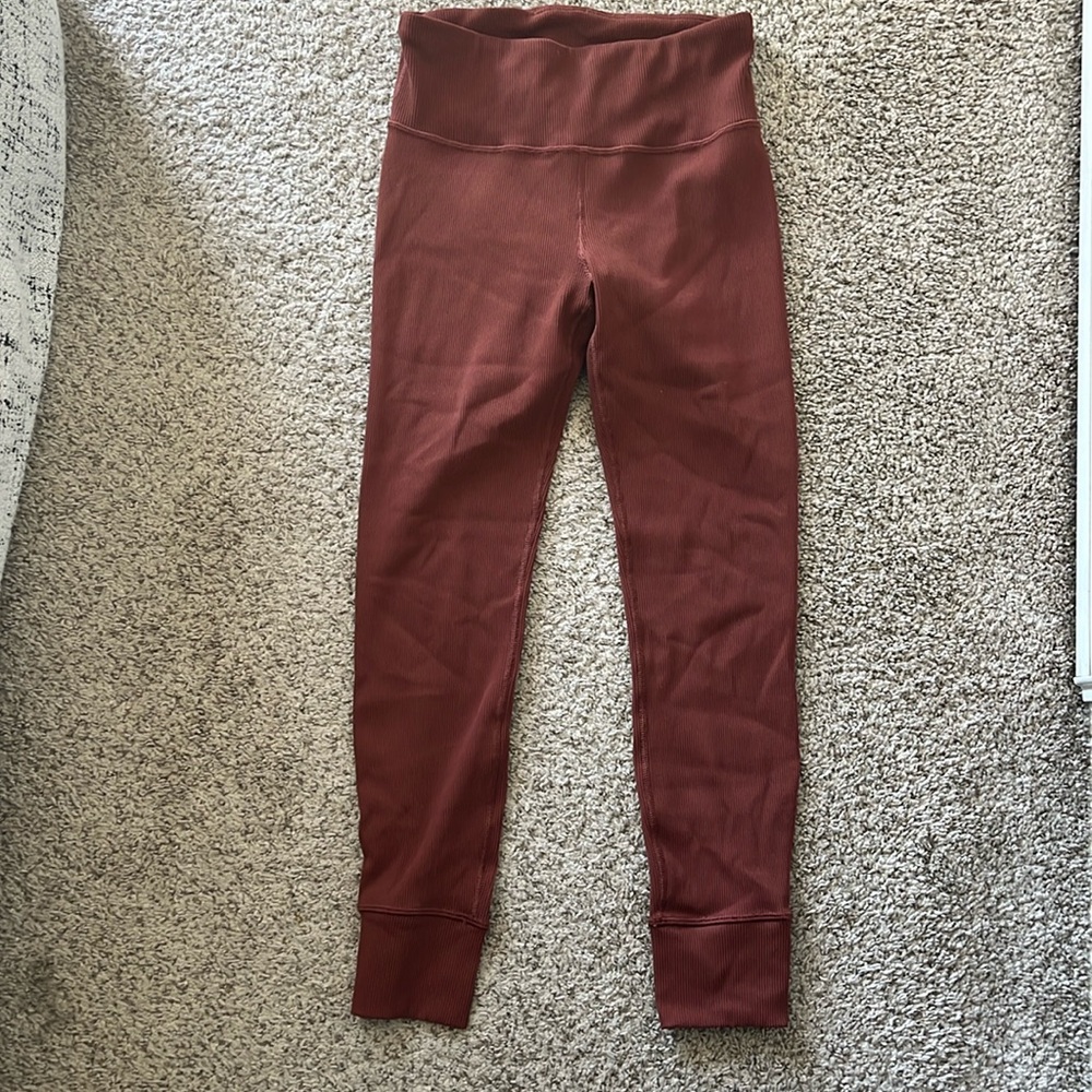 GapFit Burnt Orange High Rise Studio Ribbed Leggings